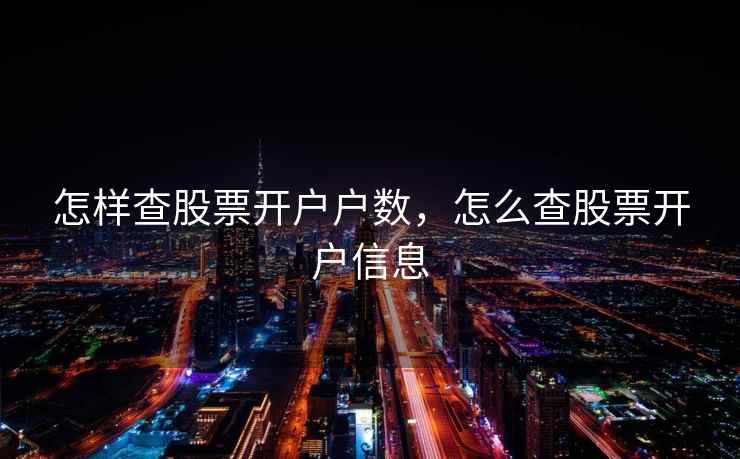 怎样查股票开户户数，怎么查股票开户信息