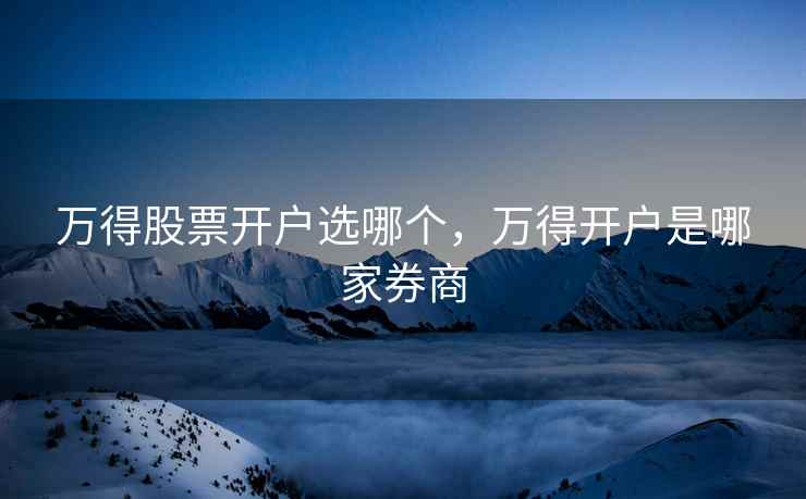 万得股票开户选哪个，万得开户是哪家券商