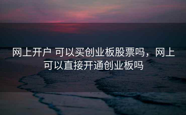 网上开户 可以买创业板股票吗，网上可以直接开通创业板吗
