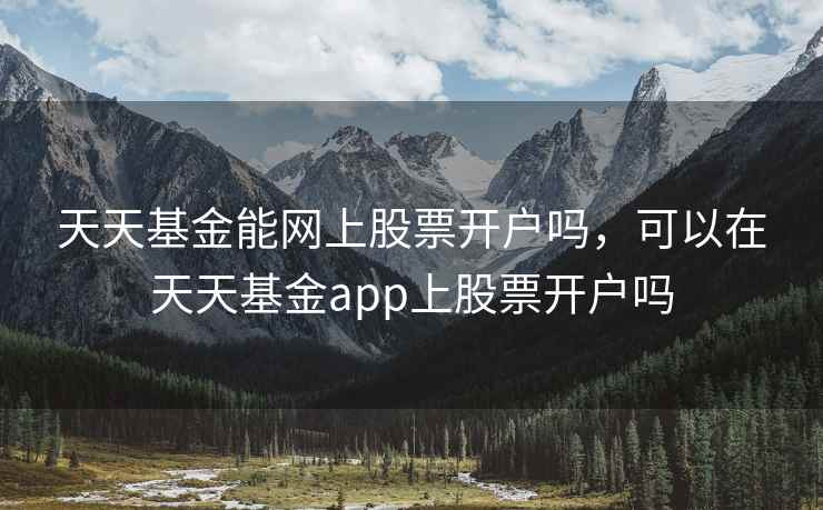天天基金能网上股票开户吗，可以在天天基金app上股票开户吗