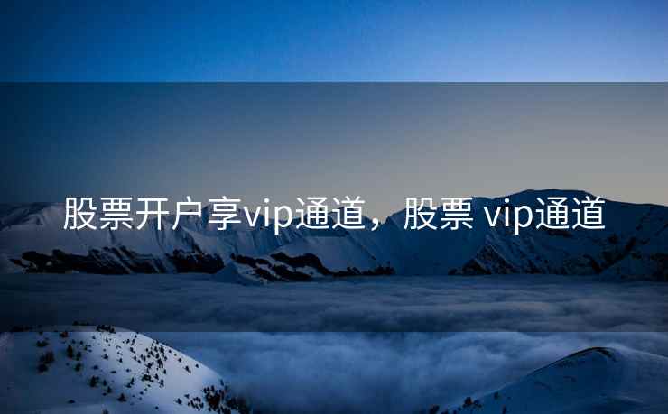 股票开户享vip通道，股票 vip通道